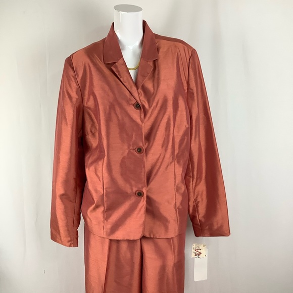Vintage 💀stock Burnt Orange Two Piece Pant Suit - Picture 3 of 10